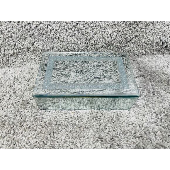 Mirror Jewelry Rectangle Box Organizer Trinket Room Decor - Picture 1 of 9
